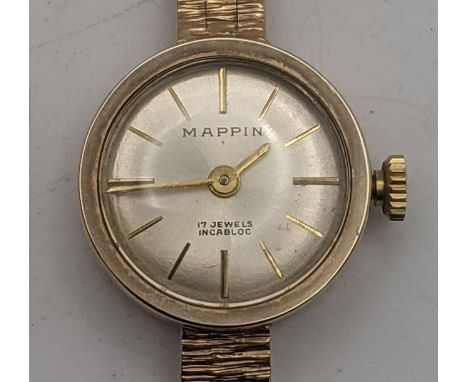 A 9ct gold Mappin manual wind ladies wristwatch on a 9ct gold bracelet 21.9gLocation:If there is no condition report shown, p