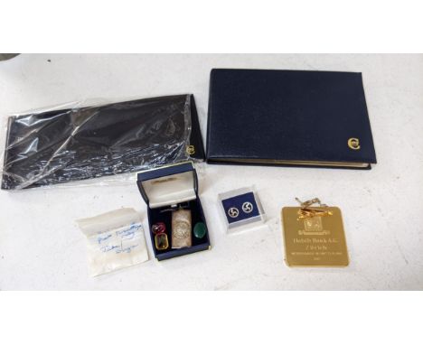 Collectables to include a Wimbledon silver pendant, a Habib Bank Zurich commemorative paperweight, a Concorde address book an