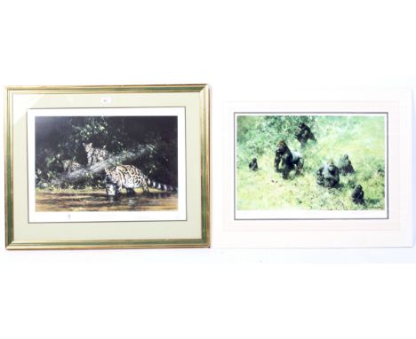 Two David Shepherd (1931-2017) signed limited edition coloured prints. Comprising 'Lowland Gorillas' no.28/350 &amp; 'Clouded