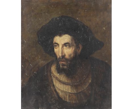 After Rembrandt 20th Oil on canvas Portrait of a man No frame 60 x 51 cm