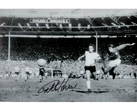 Football Geoff Hurst signed 16x12 They Think Its All Over It IS Now 20x14 black and white print picturing the iconic image of