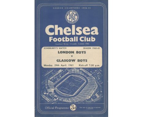 Vintage Matchday Programme For London Boys Vs Glasgow Boys 24/4/1961. Good condition. All autographs come with a Certificate 