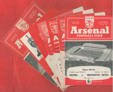 Great Collection of 7 Vintage Arsenal Matchday Programmes 1959-1968 Seasons. Good condition. All autographs come with a Certi