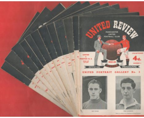 Superb Collection of 12 Vintage 1955-56 Season Man Utd Matchday Programmes. Good condition. All autographs come with a Certif