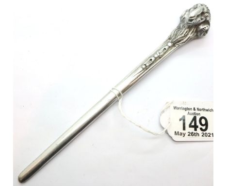 Cast aluminium Rams head letter opener, L: 21 cm. P&amp;P Group 2 (£18+VAT for the first lot and £3+VAT for subsequent lots) 