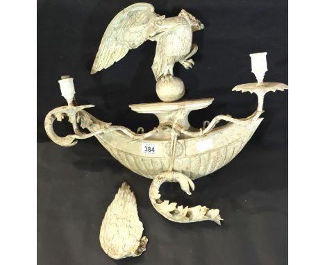 Wall mounted wooden candelabra in the form of an Eagle. P&amp;P Group 3 (£25+VAT for the first lot and £5+VAT for subsequent 