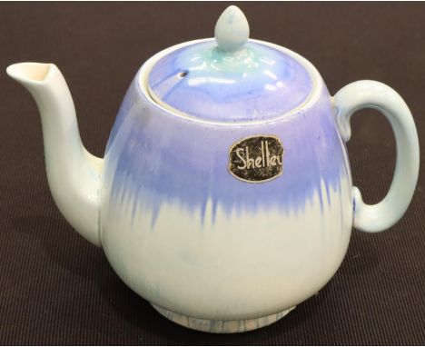 Art Deco drip glaze Shelley teapot with original label. P&amp;P Group 2 (£18+VAT for the first lot and £3+VAT for subsequent 