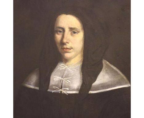 Dutch 17th century portrait of the daughter of Elisabeth Vybrechts, restored, relined and restretched 58 x 72 cm. Not availab
