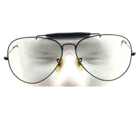 Ray Ban Outdoorsman II aviator black framed light tint sunglasses. P&amp;P Group 1 (£14+VAT for the first lot and £1+VAT for 