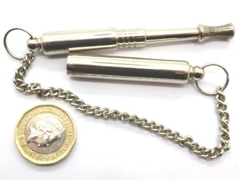 ACME dog whistle on chain, L: 9 cm. P&amp;P Group 1 (£14+VAT for the first lot and £1+VAT for subsequent lots) 