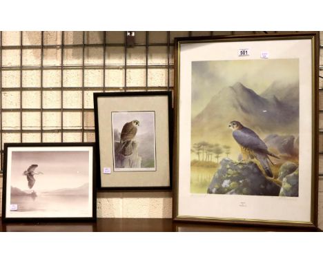 Philip Snow artist proof of a colour lithograph merlin signed in pencil with two further limited edition prints.Not available