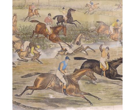 Framed print of The Liverpool Grand Steeple Chase 1839, plate 2, 80 x 60 cm. Not available for in-house P&amp;P, contact Paul