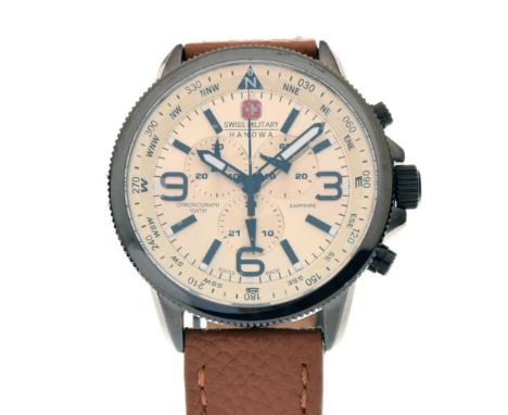 Swiss Military Hanowa gentleman's 'Sapphire' 10ATM chronograph wristwatch, champagne dial with black Arabic and baton hour ma