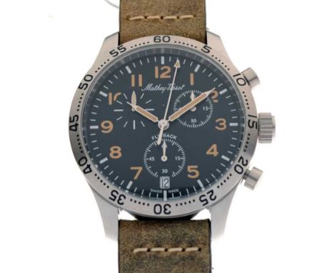 Mathey Tissot gentleman's chronograph wristwatch, 'ETA G10.212', the black Arabic dial having three subsidiary dials, 42mm di