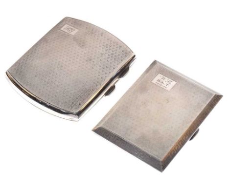 George V silver cigarette case, Chester 1911 and a George V silver cigarette case, Birmingham 1930, both with engine turned d