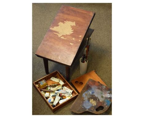 Artist table top easel, etc and 'Comfie' patent stool