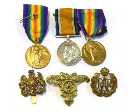 First World War medals comprising; Victory Medal awarded to Bombardier C.R. Smith, Royal Auxiliary (681165 BMBR C.R. Smith. R