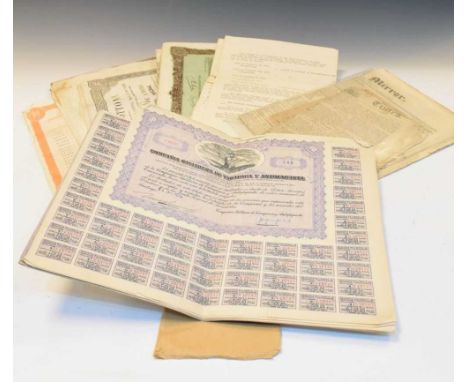 Quantity of Bonds and Share Certificates to include; 'Compania Salitrera de Tarapara y Antofagasta', 'Greek Government Railwa