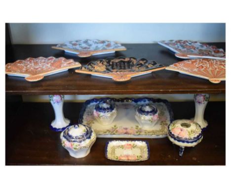 Noritake dressing table set, and a group of fan-shaped serving dishes