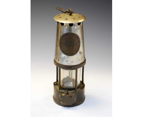 Protector Lamp &amp; Lighting Company, Eccles, Manchester 'miner' safety lamp, stamped '014', 23cm high (ex. hook)