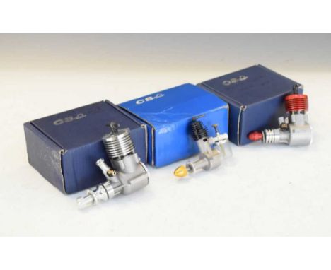 Three Oliver Tiger (Replica by CS Engine) model aircraft engines comprising; 0.75cc, MkII &amp; III 2.5, boxed 