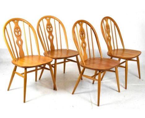 Set of four Ercol light Windsor style chairs