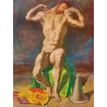 Werner Tübke. „Sitzender männlicher Akt“. 1966