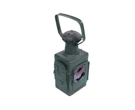 1950’s Russian (CCCP) Railways lamp, with handwritten note '1950's lamp ex Archangel low shed!', 38cm high.