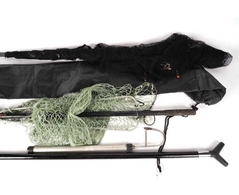 A 1970s Hardy Atlas grilse landing net; together with another landing net, in Chub bag, with Max 6ft Big Fish handle.