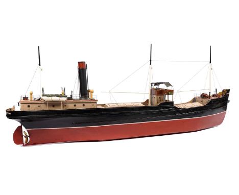 A scratch-built scale model of the Tyne Collier, Rhona, Newcastle Upon Tyne, with motor, 173 x 27 x 69cms high.