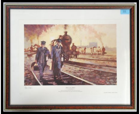 Alan Ward - A signed limited edition railway print ' End of Shift '&nbsp; being framed and glazed and signed in pencil by the