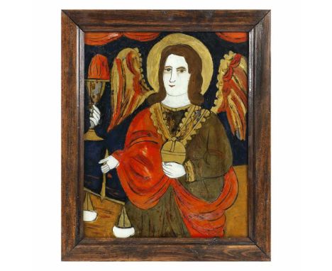   "Saint Archangel Michael", icon on glass, attributed to painter Victoria Prodan, Maieri, Alba Iulia, early 19th century, ex