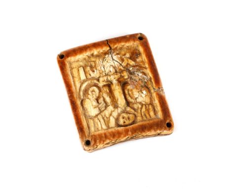   Ivory encolpion, decorated with "Crucifixion" scene, Byzantine era, 14th century, collector's item Ivory encolpion, decorat