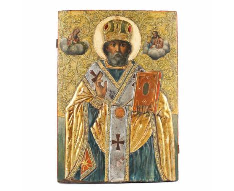   "Saint Nicholas the Miracle-Worker", royal icon on carved wood, Transylvanian school, northern half of Transylvania (Ruthen