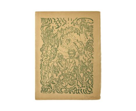 James Ensor plate signed print with a self portrait || ENSOR JAMES (1860 - 1949) print in kleur met zelfportret  -  25 x 18,5
