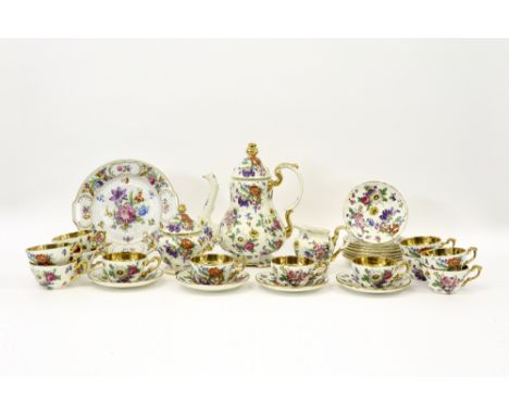 coffeeset (15 pcs) in Boch marked ceramic || 15-delig koffieservies in faïence, gemerkt Boch 