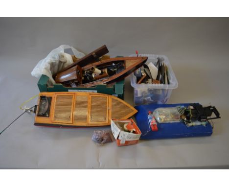 3 large scratch/kit hand-built boats and hovercraft models including Steam Launch boat together with Twin cyclinder oscillati