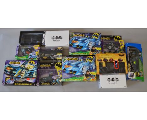 12 assorted Mattel Batman vehicles. Together with a Hotwheels Batmobile, all boxed.