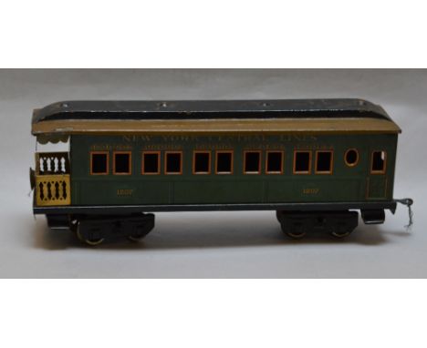 O Gauge. Bing. New York Central Central Lines  1207  coach. Originally fitted with lighting, contacts remain to wheels. Overa