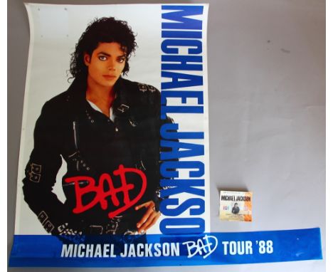 Rolled concert poster for the Michael Jackson Bad tour 1988 (measuring 33.5 x 24 inch) (blu tac stain to top left as seen) pl