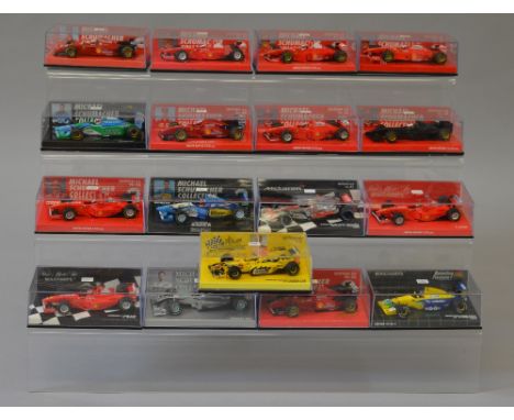 Minichamps. 1:43 scale. 17 x Formula 1 racing cars. Includes limited edition and rarer models.