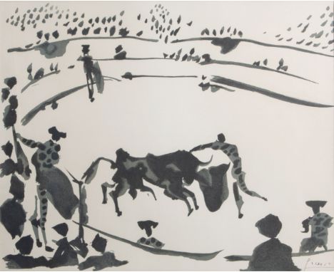 Pablo Picasso (1881-1973): Bullfighting (Corrida), print--Work: 53,5 x 43,5 cmÊ Frame: 87 x 73 cmÊ Ê Ê By Manesse. Ê Provenan
