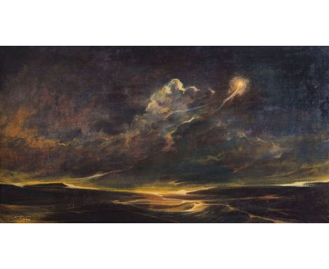 Raf (20th C.): 'Het evenwicht der krachten', oil on canvas, dated 1974--Work: 122,3 x 63,3 cmÊ Frame: 129 x 69 cmÊ Ê Ê The re