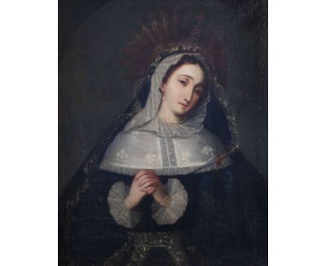 Spanish school, entourage of JosŽ de Alc’bar (1730-1803): Mater Dolorosa, oil on canvas, 18th C.--Work: 79 x 63,5 cmÊ Frame: 