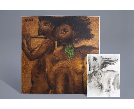 Graba (Ignace de Graeve, 1940): 'Lentewijding', mixed media on board and paper--Work: about 123 x 123 cmÊ Frame: 126 x 126 cm