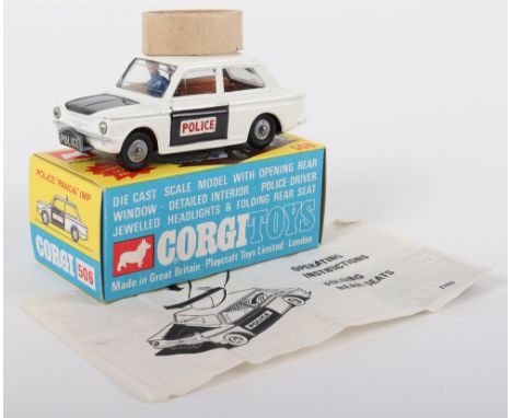 Corgi Toys 506 Police Panda Sunbeam Imp, white body, black bonnet, and door panels, cast wheels, in original mint condition, 