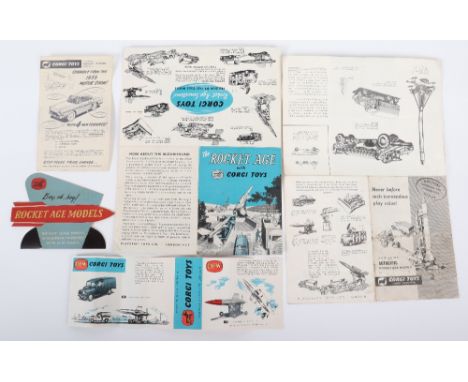 Corgi Toys Rocket Age two fold leaflet, Concertina leaflet, with 350 &amp; 351, Corgi Toys Percussion head leaflet, Never bef