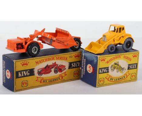 Two Matchbox Lesney King Size Models, No 1 Weatherill Hydraulic Shovel, yellow body, grey plastic wheels and K-6 Allis Chalme