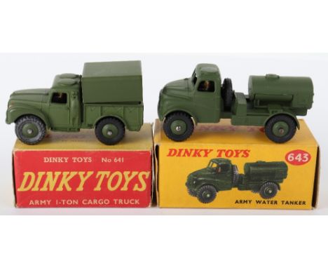 Two Dinky Toys Military Models, 641 Army 1-Ton Cargo Truck and 643 Austin Army water tanker, both in near mint to mint origin