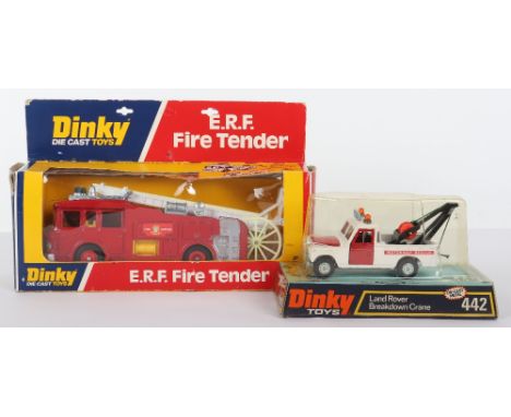 Dinky Toys 266 E.R.F. Fire Tender, red body, yellow interior, cream/white escape ladder, in mint original condition, box is f